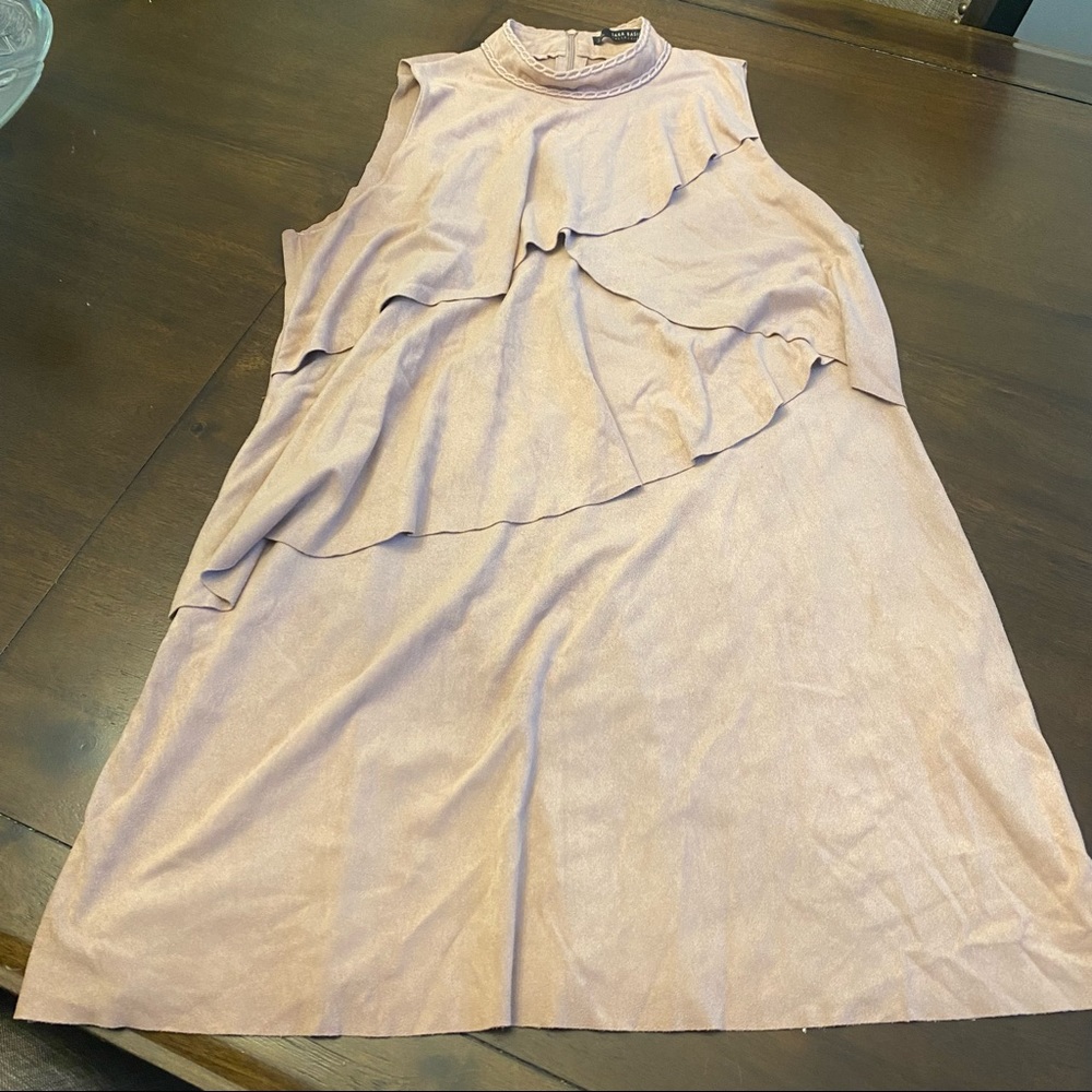 Zara Basic Collection Sleeveless Tiered Ruffle Dress Nude Blush size Large - Picture 4 of 10